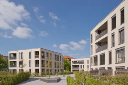 Neubau mosaik eilenriede hannover aussenansicht gemeinschaftsplatz