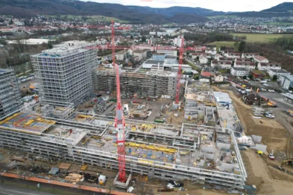 Neubau senevita reinach baustelle luftbild